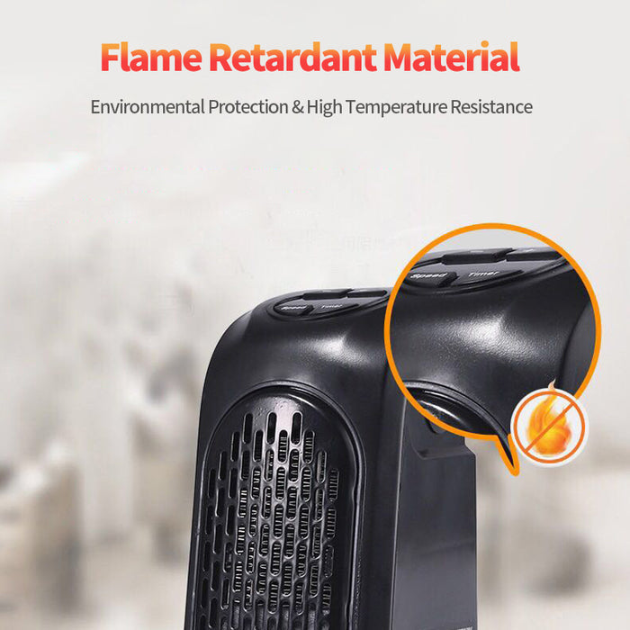 Portable electric heater with two fan speeds marked HH and LL for flexible airflow and focused personal warmth indoors daily.