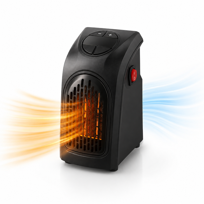 PTC ceramic portable electric heater with hot or cool wind modes for flexible airflow in changing home and office conditions.
