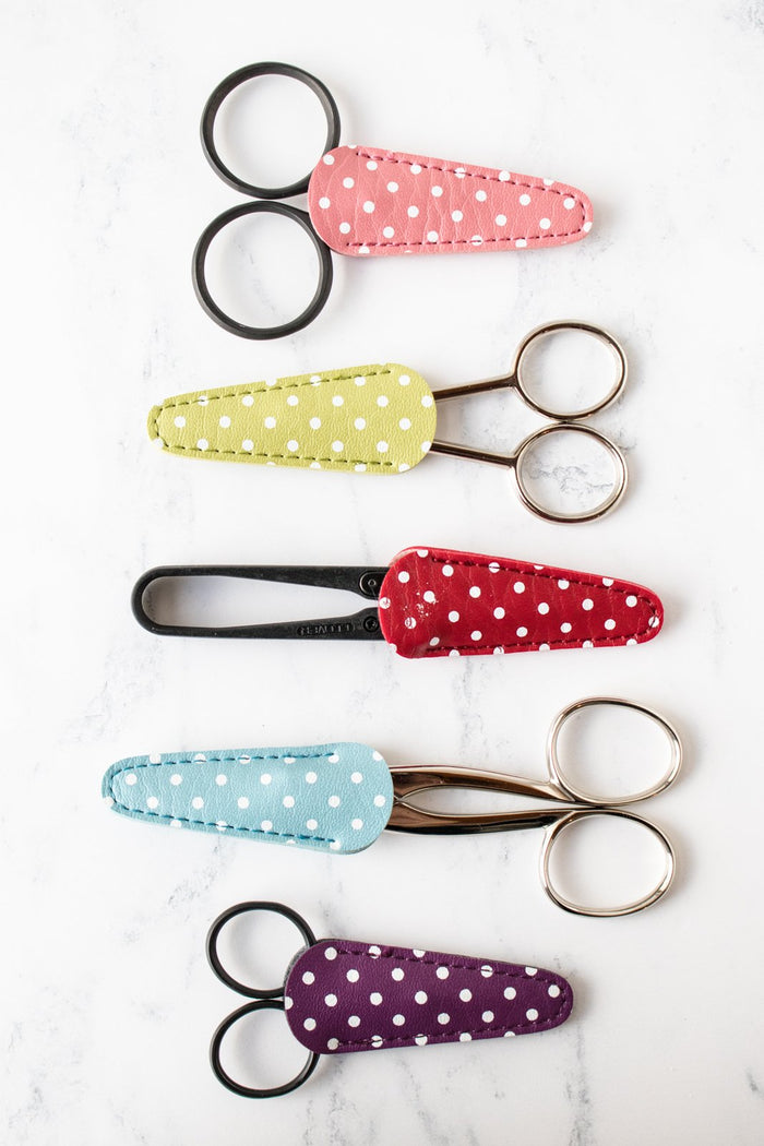 Polka Dot Embroidery Scissor Sheath-Stitched Modern