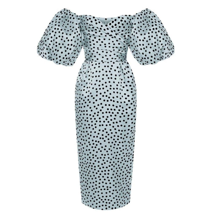 Rasario Polka - Dot Silk Corset Midi Dress - Runway Catalog