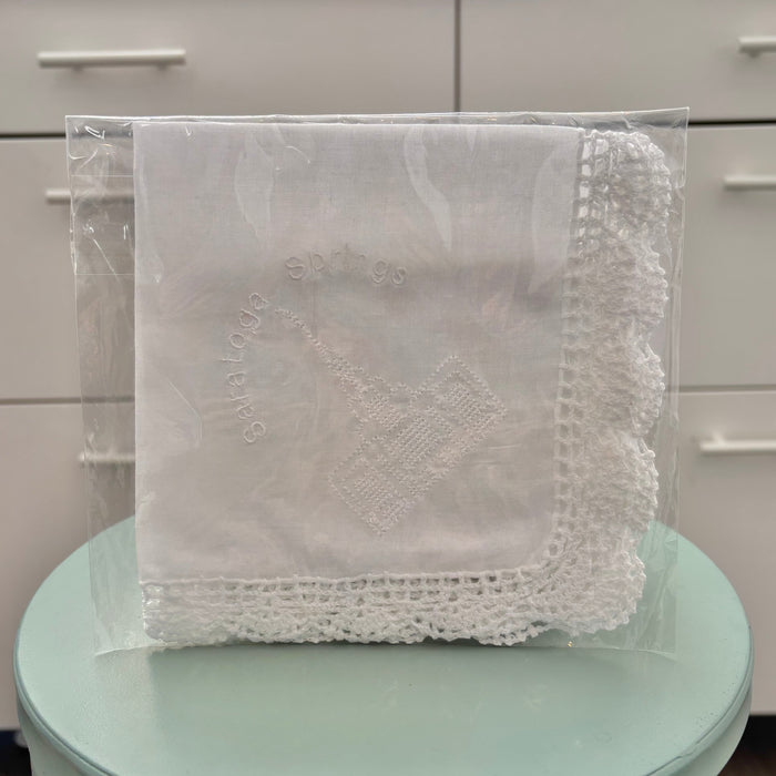 White hankie with embroidery.