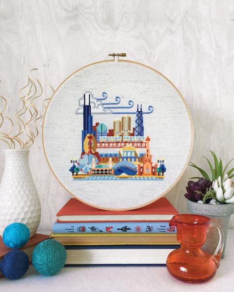 Pretty Little Chicago Cross Stitch Pattern-Stitched Modern
