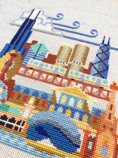 Pretty Little Chicago Cross Stitch Pattern-Stitched Modern