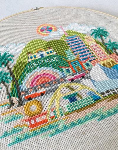 Pretty Little Los Angeles Cross Stitch Pattern-Stitched Modern