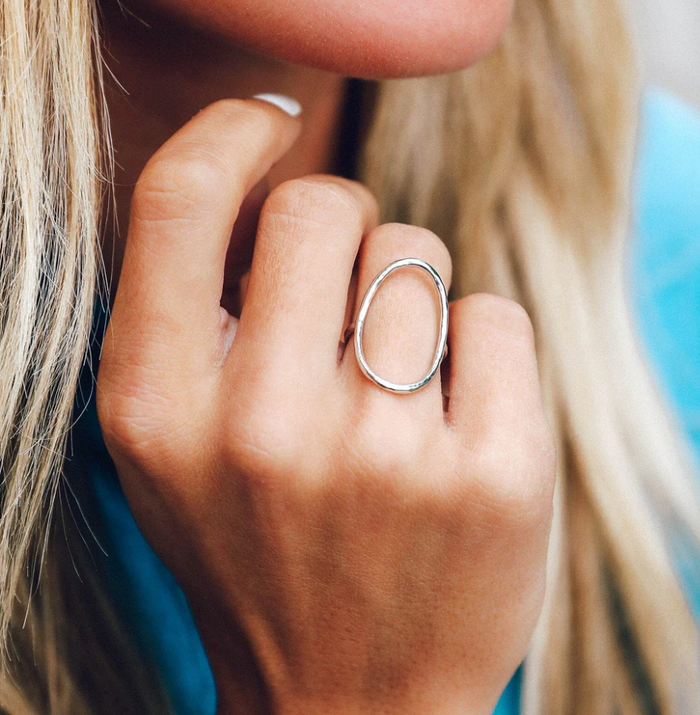 Pura Vida Oval Open Ring - Pine & Moss