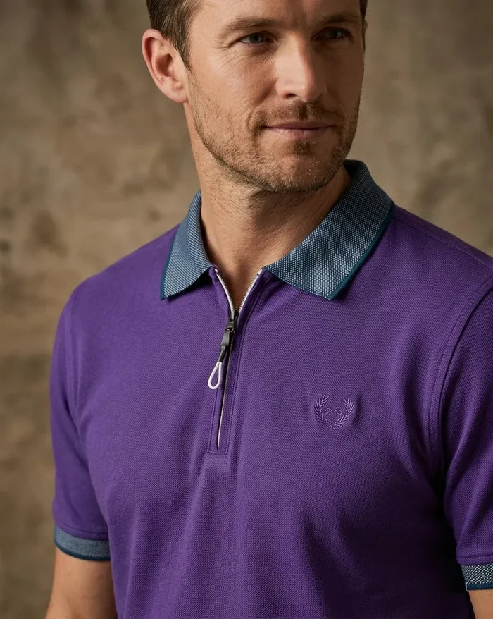 Purple Classic Polo T-Shirt With Contast Collar