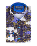 Purple Paisley Print Shirt with Matching Handkerchief-Makrom