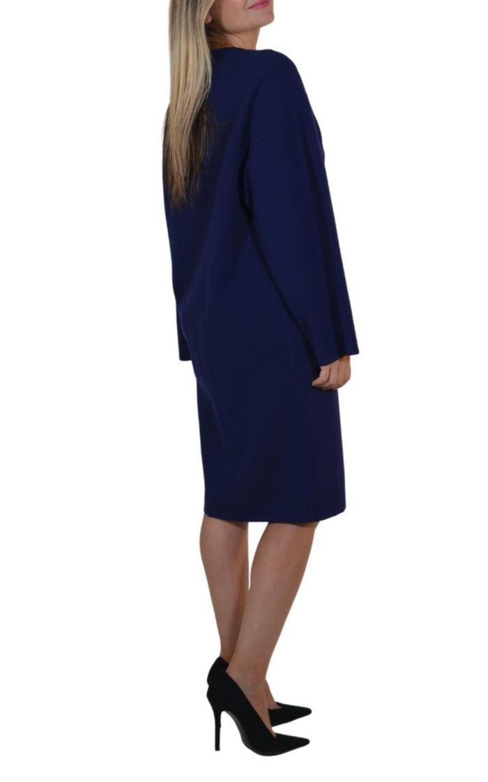 Alaïa Purple Wool Midi Dolman Long Sleeve Dress - Runway Catalog