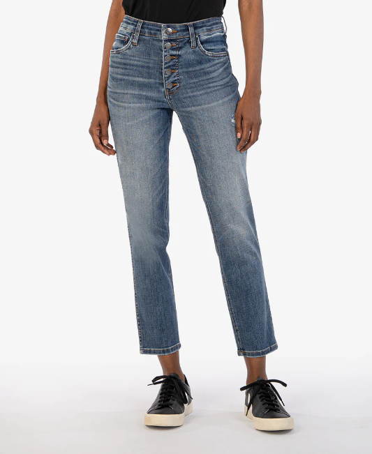 Rachael High Rise Fab Ab Ankle Mom Jean Button Fly