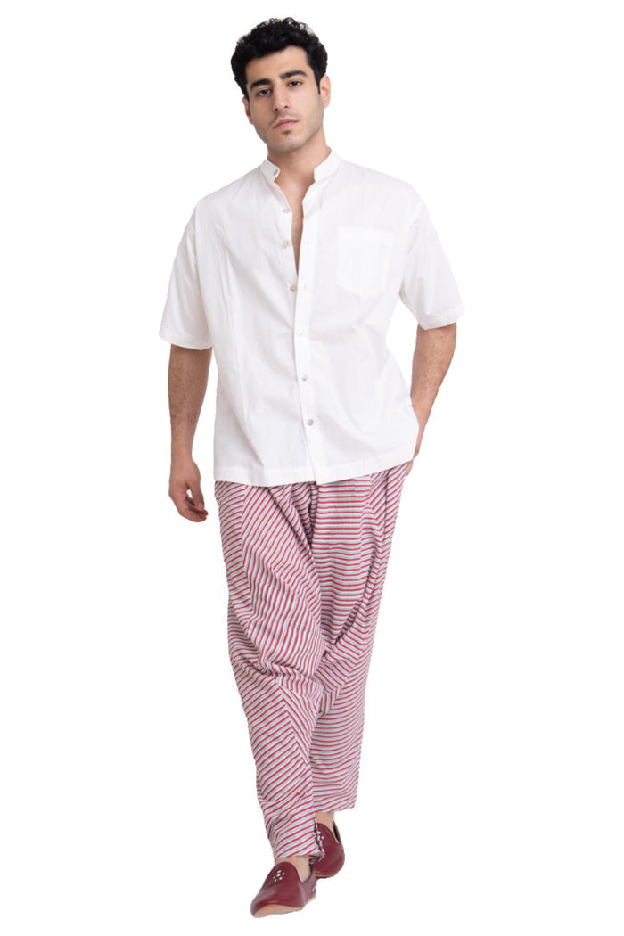 Rafic Cotton Striped Red & Green Sirwal