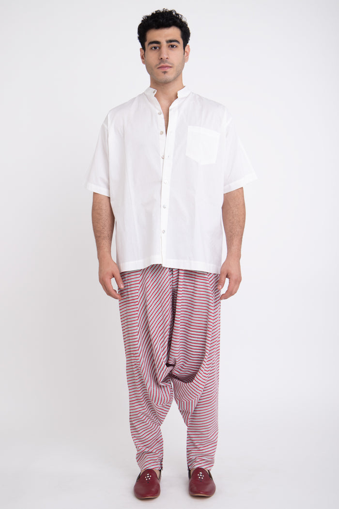 Rafic Cotton Striped Red & Green Sirwal