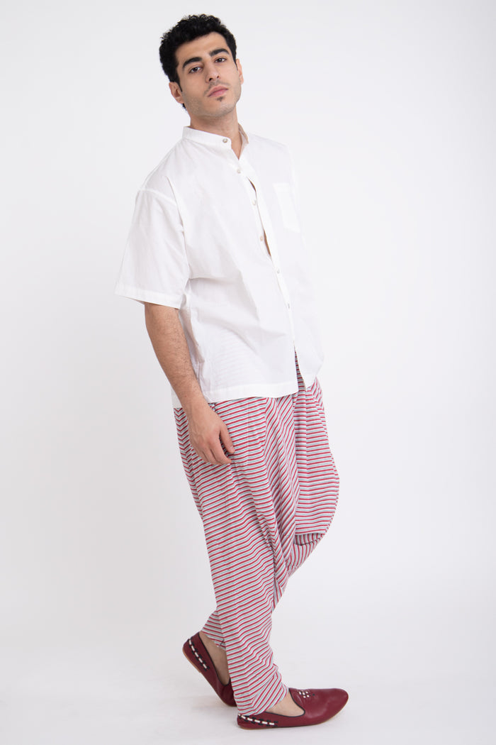 Rafic Cotton Striped Red & Green Sirwal