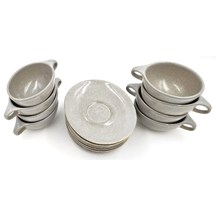 Raymor by Roseville Serveware RARE Raymor Roseville Beach Gray Cup/Saucer Set of 8 Ben Seibel 1952-1954