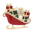 Red Christmas Sleigh Brooch