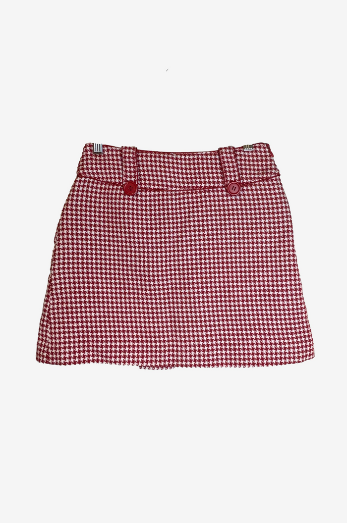 Red Houndstooth Mini Skirt