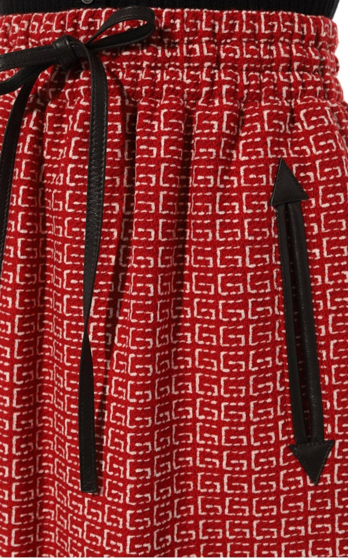 Gucci Red Jacquard GG Drawstring Skirt - Runway Catalog