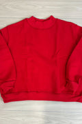 mock neck red oversized sweatshirt bucketlist