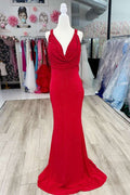Red Prom Dress 2024 Cowl Neck Sequin Mermaid