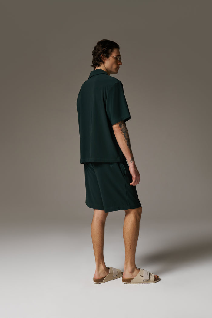 RIB BUTTON THROUGH SHIRT - GREEN