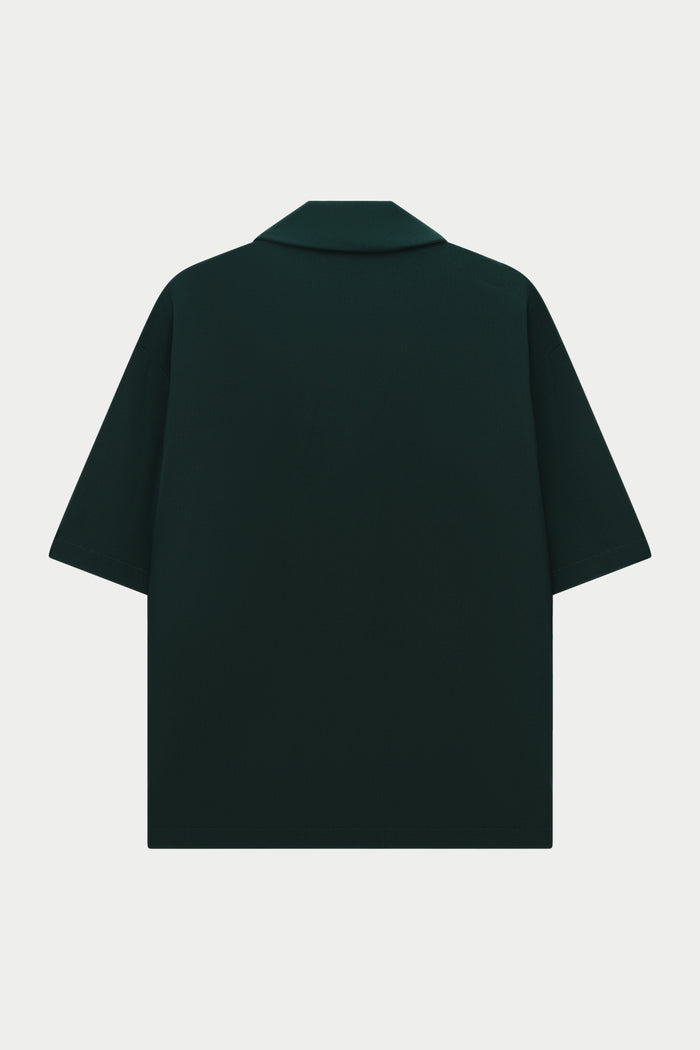 RIB BUTTON THROUGH SHIRT - GREEN
