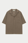 RIB BUTTON THROUGH SHIRT - MINK