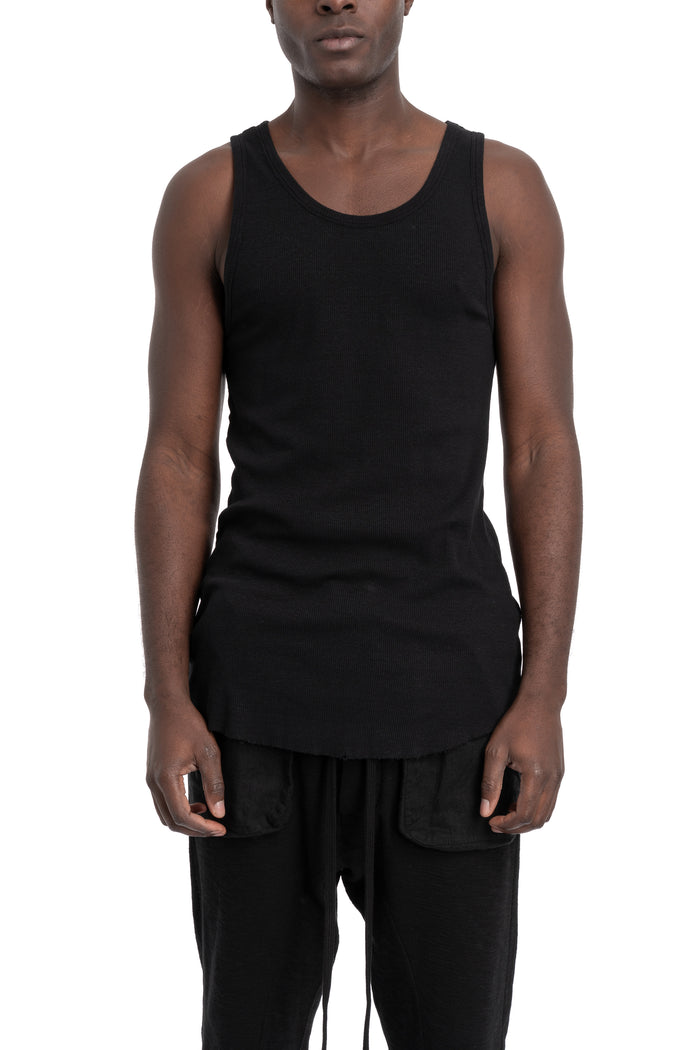 Thom Krom | SS26 - Ribbed cotton tank top, Black MTS947