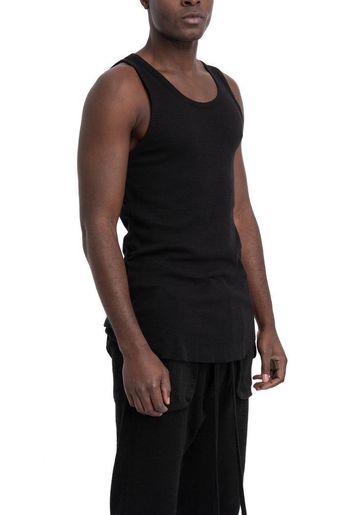 Thom Krom | SS26 - Ribbed cotton tank top, Black MTS947