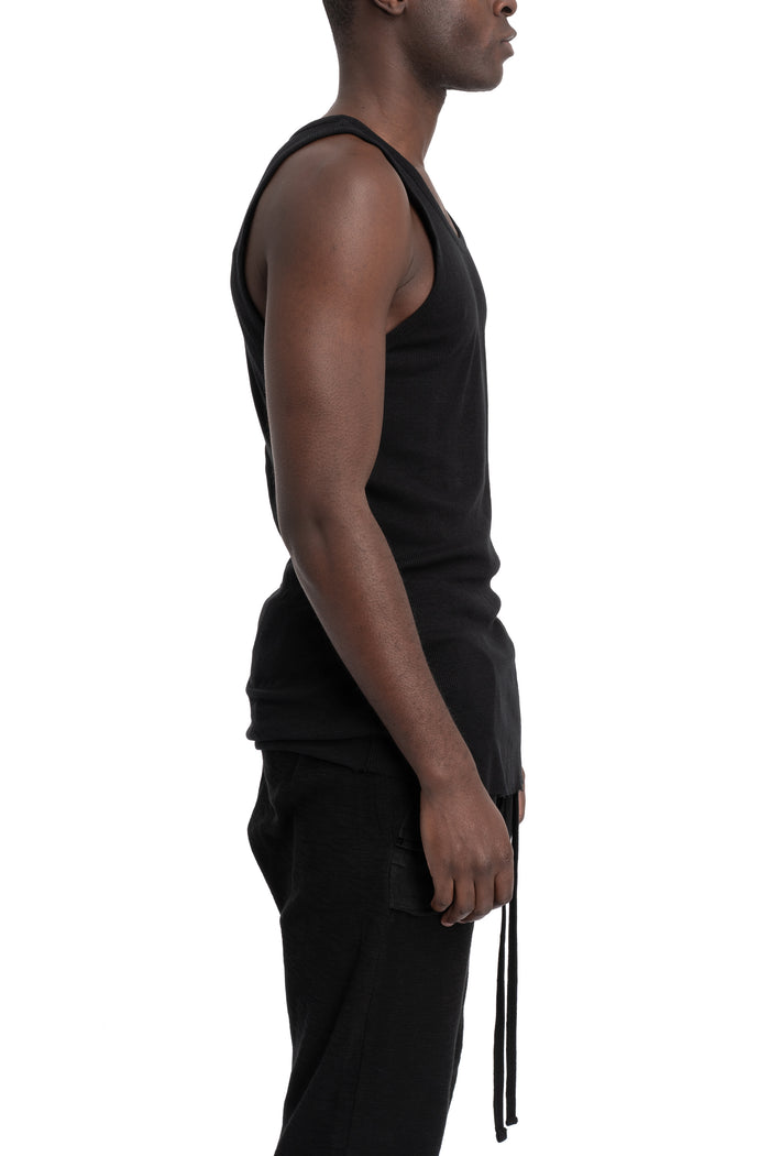 Thom Krom | SS26 - Ribbed cotton tank top, Black MTS947