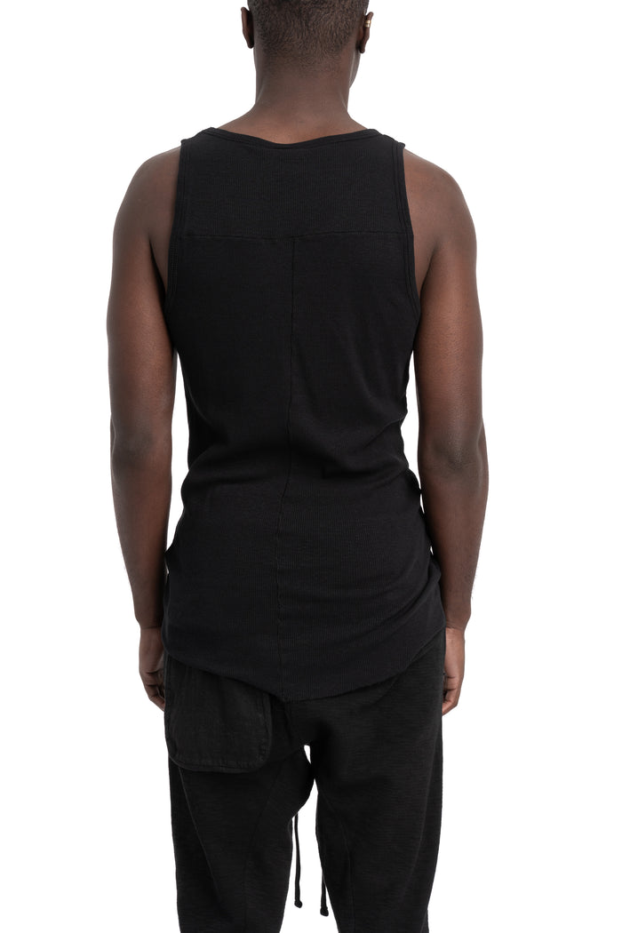 Thom Krom | SS26 - Ribbed cotton tank top, Black MTS947