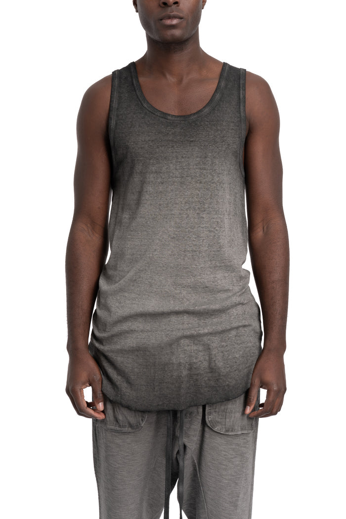 Thom Krom | SS26 - Ribbed cotton tank top, Cold dye grey MTS947