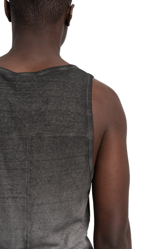 Thom Krom | SS26 - Ribbed cotton tank top, Cold dye grey MTS947