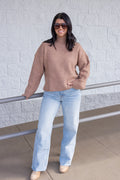 Women's cocoa brown ribbed knit sweater by Wishlist