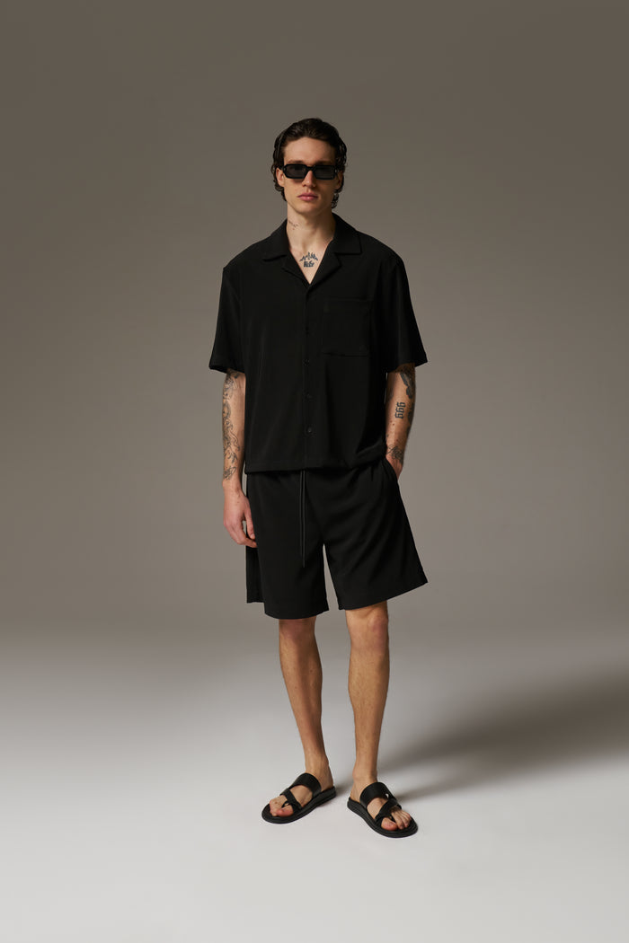 RIBBED SHORTS - BLACK