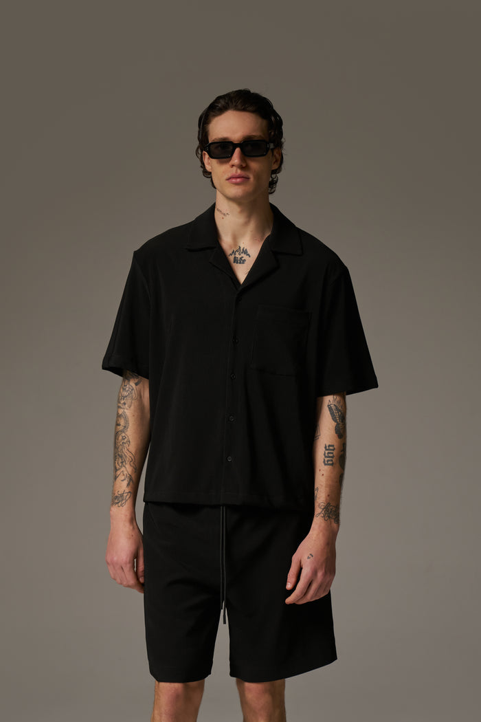 RIBBED SHORTS - BLACK