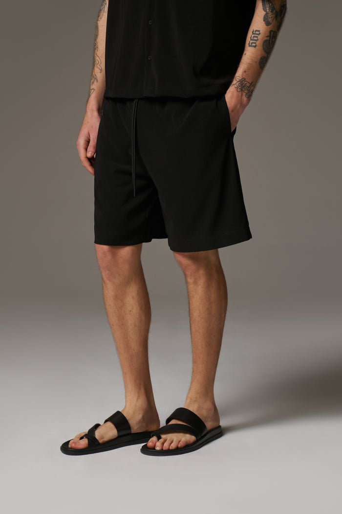 RIBBED SHORTS - BLACK