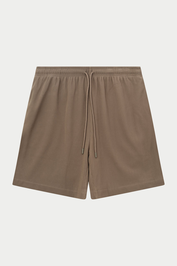 RIBBED SHORTS - MINK