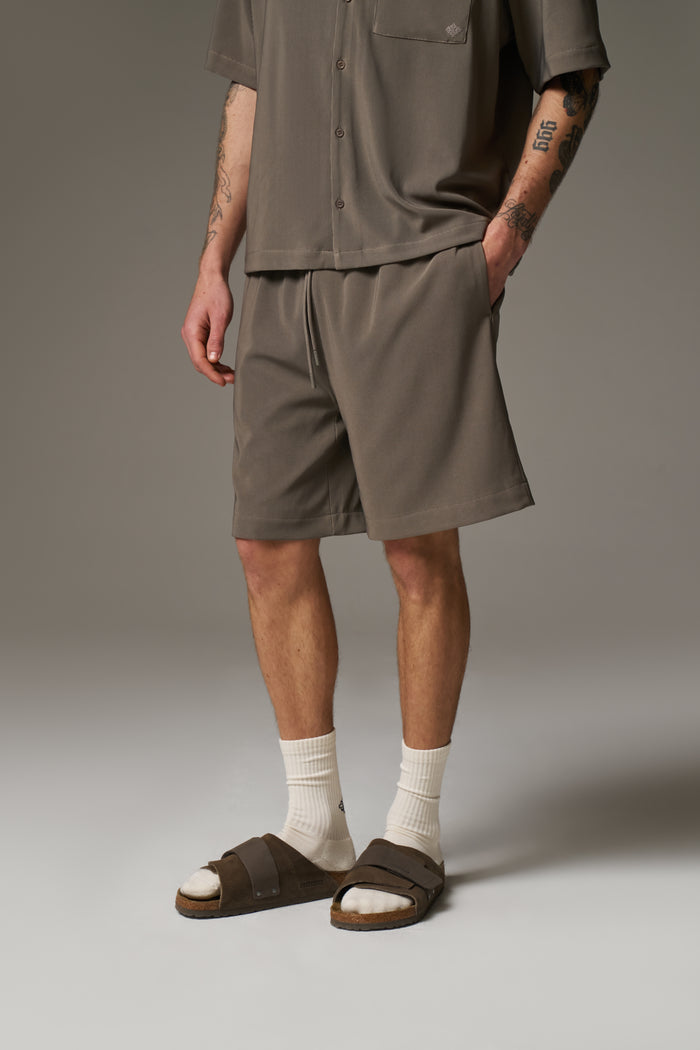 RIBBED SHORTS - MINK