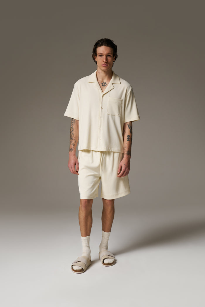 RIBBED SHORTS - OFF WHITE