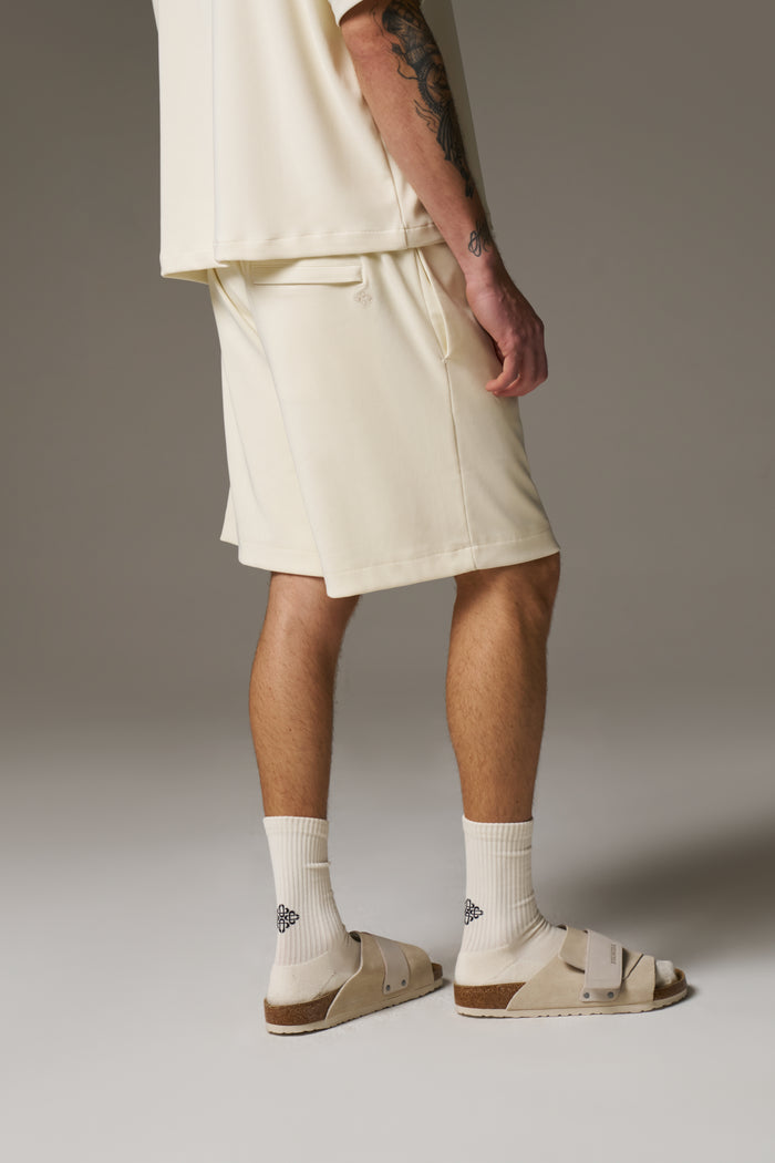 RIBBED SHORTS - OFF WHITE