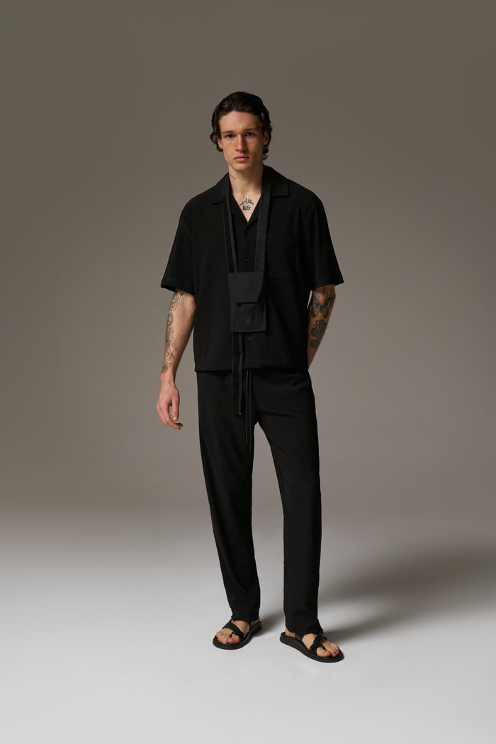RIBBED TROUSERS - BLACK