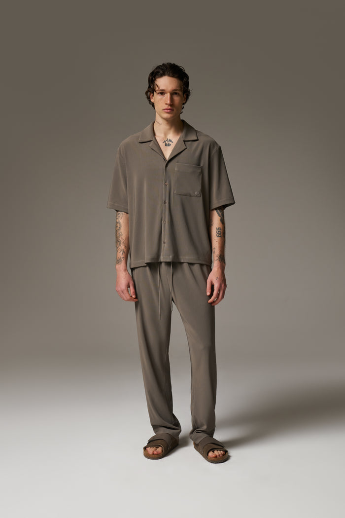 RIBBED TROUSERS - MINK