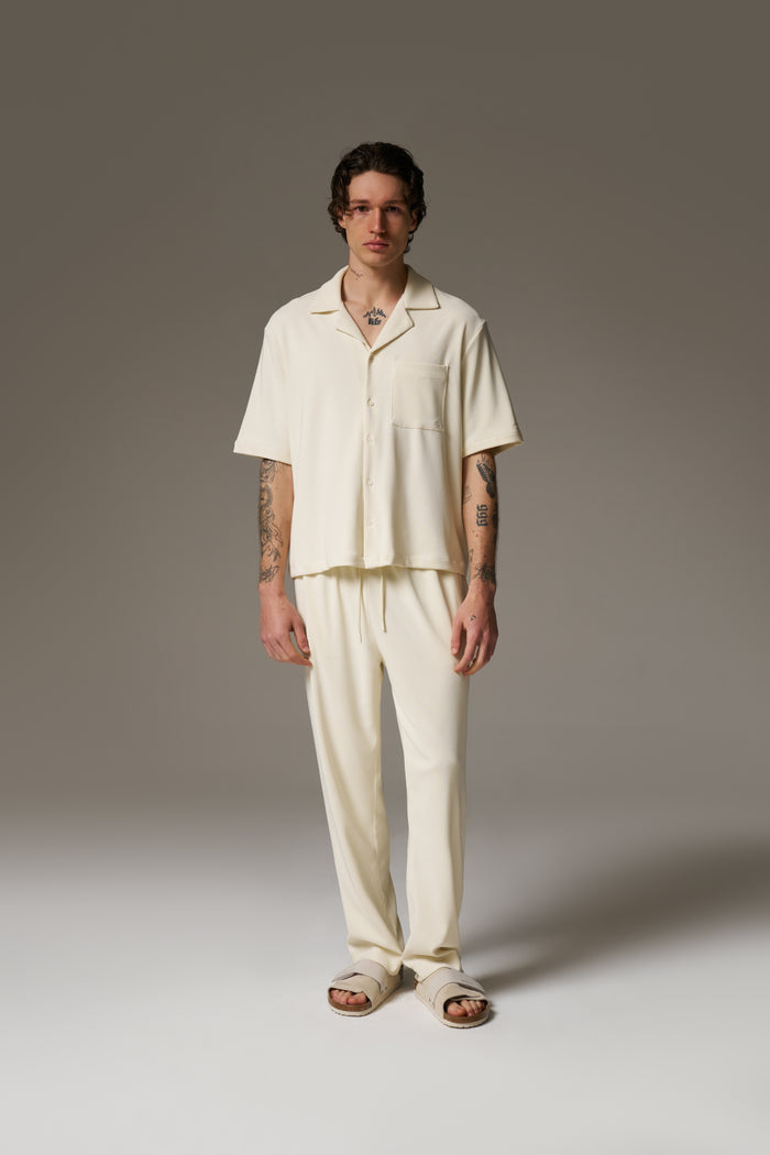 RIBBED TROUSERS - OFF WHITE
