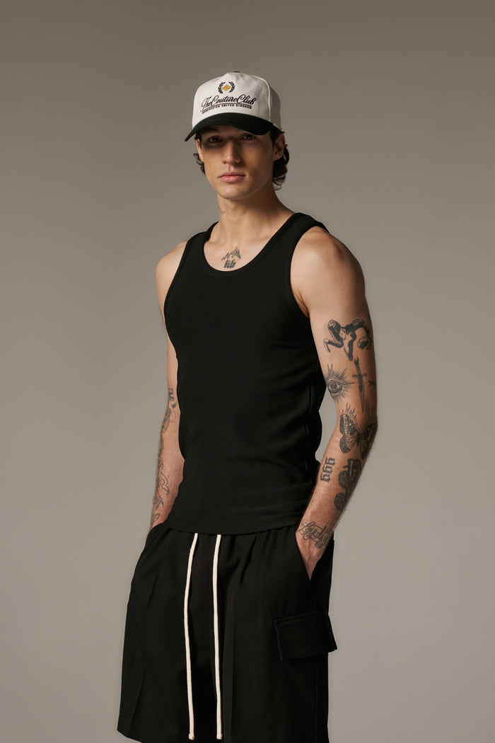 RIBBED VEST - BLACK