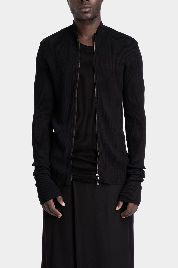 Julius_7 | AW25 - Ribbed wool zip cardigan, 917KNM1