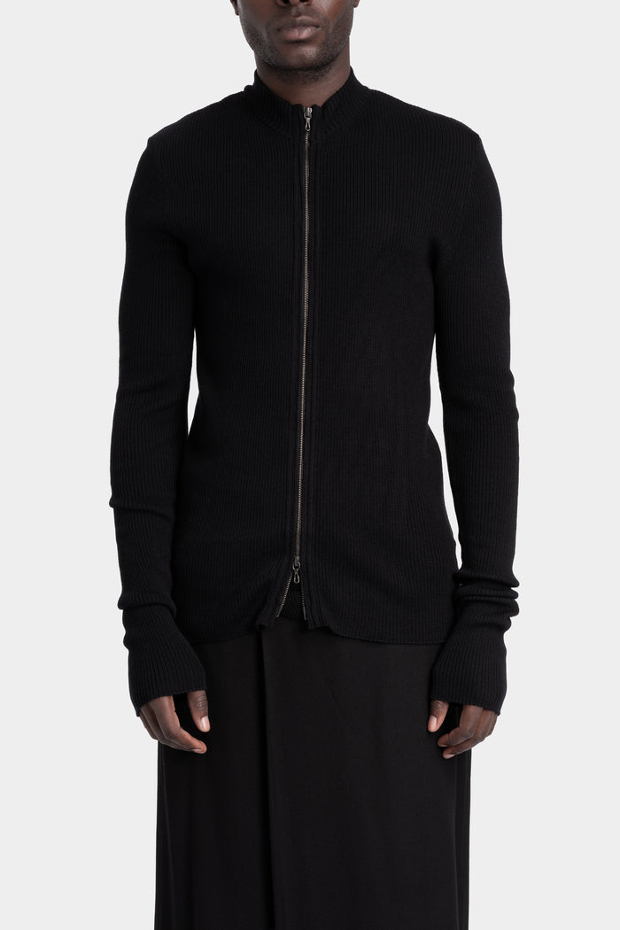 Julius_7 | AW25 - Ribbed wool zip cardigan, 917KNM1