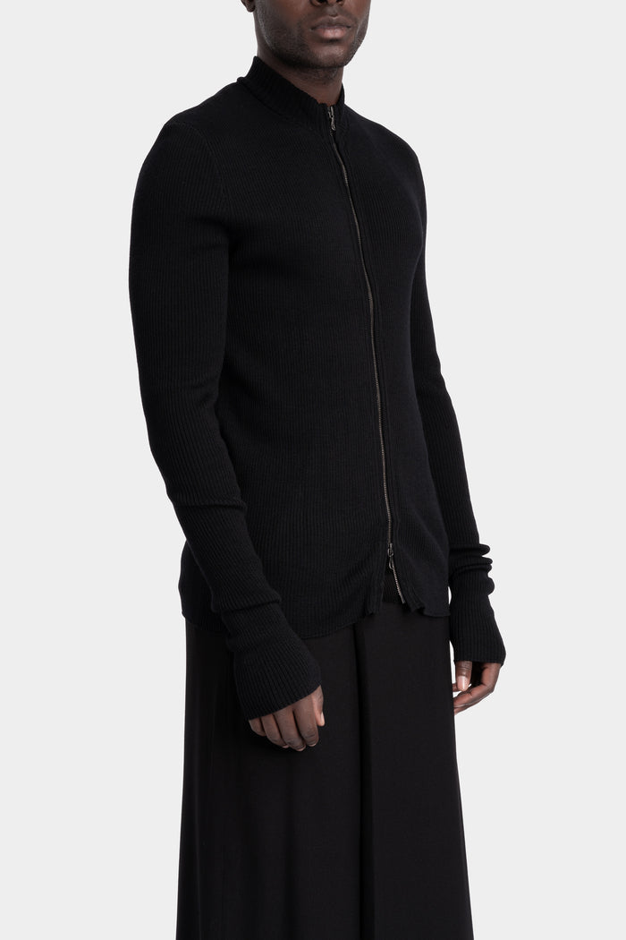 Julius_7 | AW25 - Ribbed wool zip cardigan, 917KNM1