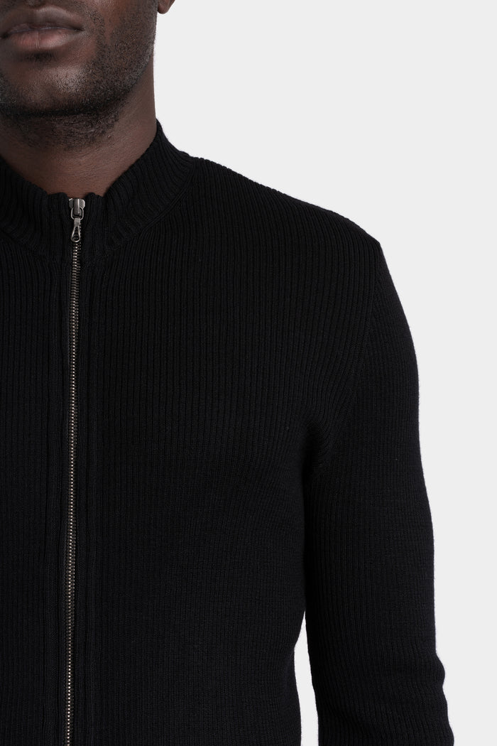 Julius_7 | AW25 - Ribbed wool zip cardigan, 917KNM1