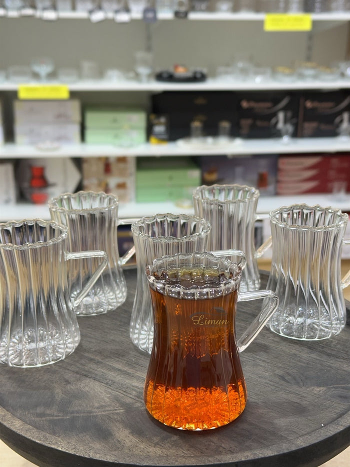 MLX Ribbled Line  Borosilikat Theeglazen 6 Delig 200 ml