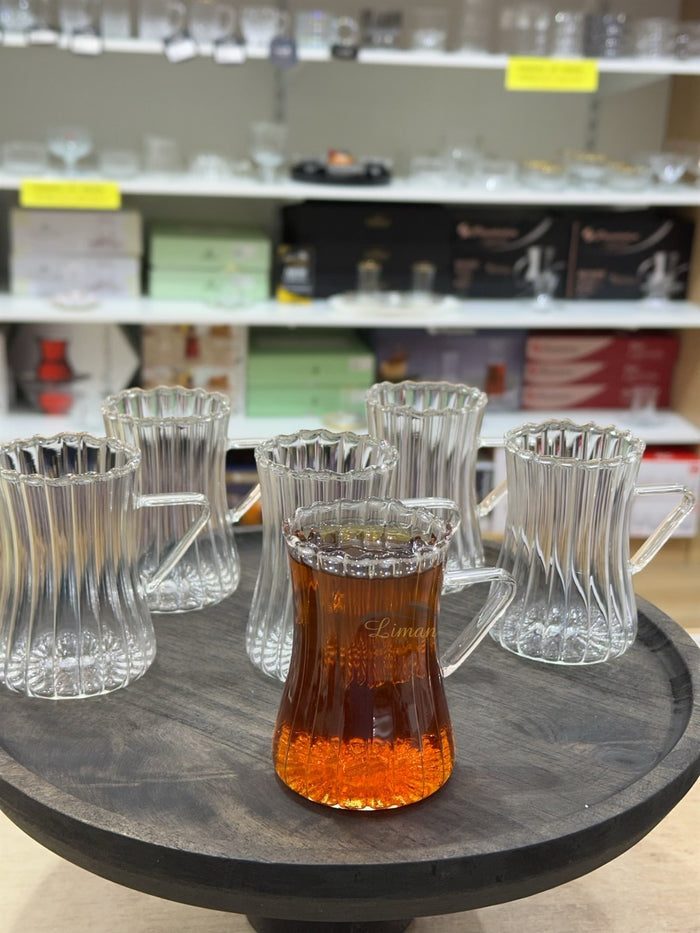MLX Ribbled Line  Borosilikat Theeglazen 6 Delig 200 ml