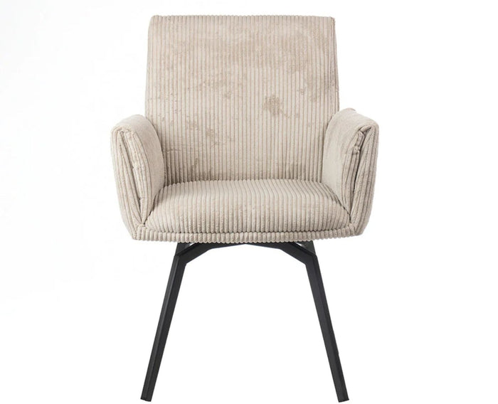 Ripple Ridge Radiance Dining Chair – Modern Upholstered Dining Chair for Home & Café Beige White